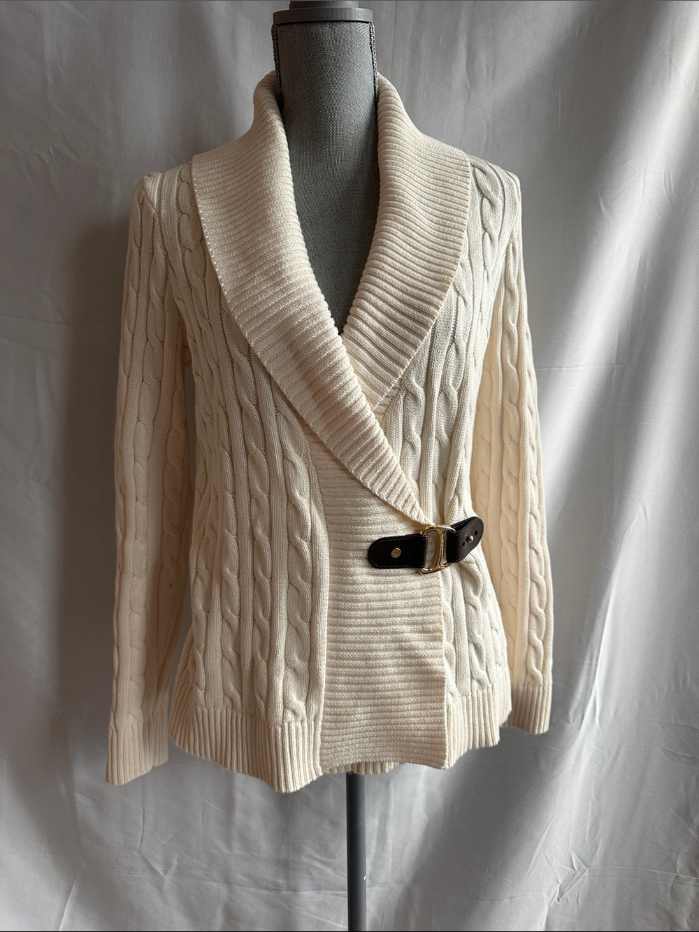 Ralph Lauren Buckled Cotton Sweater in Mascarpone